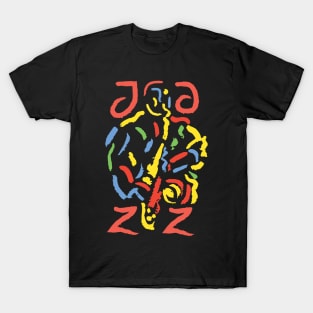 Jazz Saxophonist Modern Art Style T-Shirt